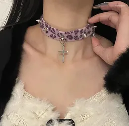 Colliers pendants Collier de tour de cou imprimé léopard rose sexy pour femmes girl gothique bijoux de fête