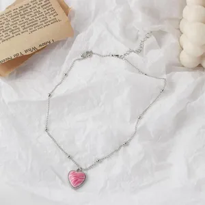 Pendentif Colliers Rose Léopard Imprimer Coeur Collier Tempérament En Forme De Coeur Pierre Tour De Cou Pour Femmes Bijoux Accessoires