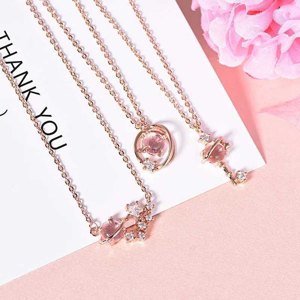 Pendentif colliers planète Rose météore douche clé pendentif collier minuscule couleur or Rose clavicule chaîne collier pour femmes amitié bijoux