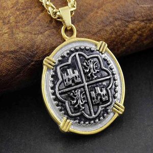 Pendentif Colliers Pirate Espagnol Trésor Coin Chaîne 2023 Collier246k