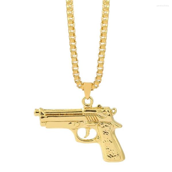 Pendentif Colliers Pistolet Desert Eagle Gun Hommes Longs Pendentifs Chaîne Punk Hip Hop Pour Garçon Mâle Métal Bijoux Accessoires Cadeau