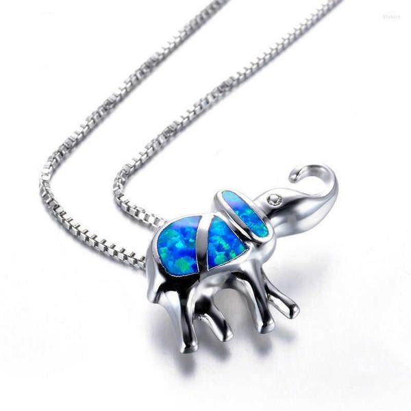 Collane con ciondolo placcato fortunato annimal elefante blu opale di fuoco collana delicata per regalo da donna
