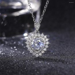 Hanger kettingen platina sprankelende diamant liefde zirkon dames ketting geschikt voor huwelijksreizen herdenkingsvoordelen