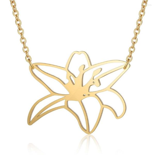 Pendentif Colliers Plumeria Rubra En Acier Inoxydable Collier Bijoux Accessoires Saint Valentin Cadeaux De Fête Pour Les Femmes En Gros Cadeau