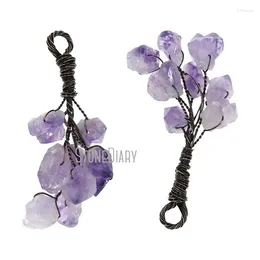 Pendentif Colliers PM38057 Antique Bronze Plaqué Soudé Forme Libre Forme D'arbre Étain Brut Améthyste Cristal Véritable Quartz Bijoux