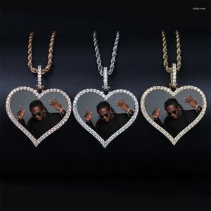 Collares colgantes PO Personalización Amor Forma Men Mujeres Collar de pareja se puede imprimir joyas de regalo de hip hop