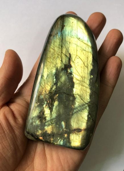 Pendentif Colliers Poli Labradorite Gem Stone Palm-Madagascar Labradorite- Self Standing One Pack 3