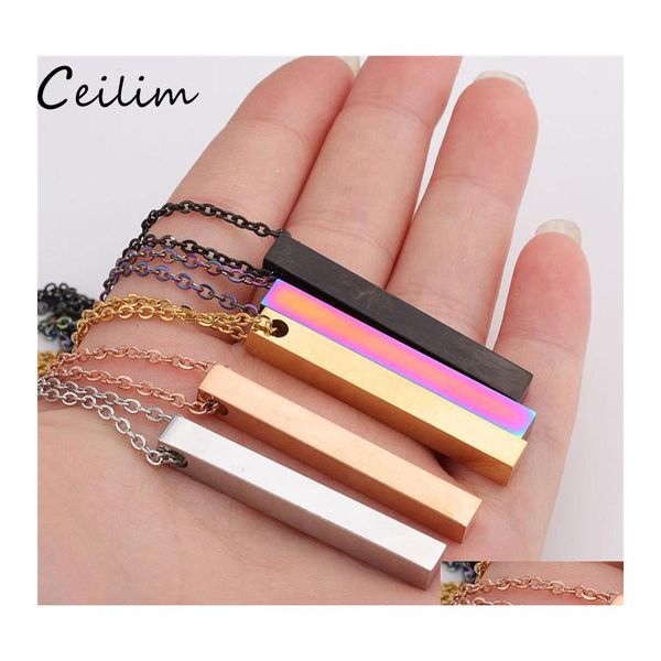 Pendentif Colliers Collier de barre en acier inoxydable poli Mode 5 couleurs Rainbow Black Gold Solid Blank Charm pour l'acheteur propre Drop Del Otvaf