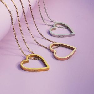 Colliers pendants Polishedplus Personnalisez le nom de la chaîne de coeur