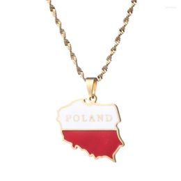 Pendentif Colliers Polska Carte Drapeau Pour Femmes Pologne Chaîne Colliers Polonais