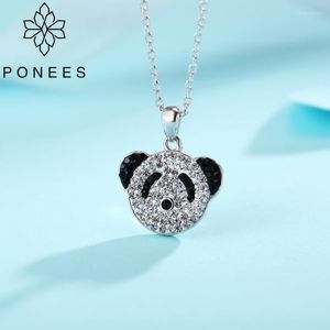 Hanger Kettingen PONEES Pave Crystal Mooie Panda Ketting Voor Vrouwen Meisjes Kids Gift Dierlijke Sieraden