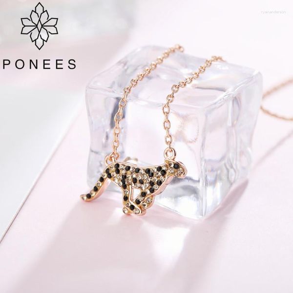 Collares colgantes PONEES Venta Pave Crystal Rhinestone Mujeres Leopardo Joyería para damas Moda Animal Collar