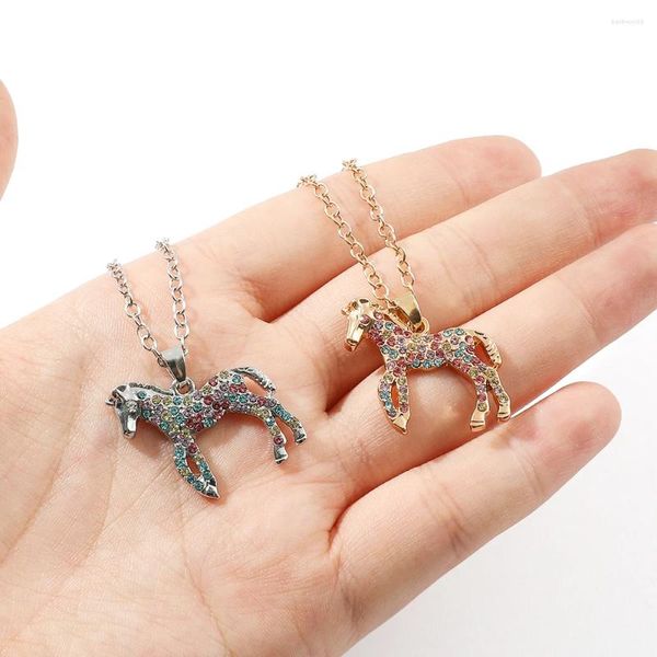 Pendentif Colliers Poney Cristal Cheval Pour Femmes Enfants Mignon Dessin Animé Animal Collier Collier Mode Bijoux Accessoires Bijoux Cadeaux