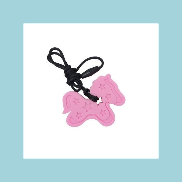 Collar colgantes Pony Teether Sile Collar a la dentición Baby Baby Toy Food Food Horse Horse Chewelry con cordón Dr Dhgarden Dhsfv