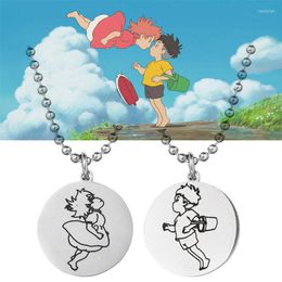 Pendentif Colliers Ponyo Sur La Falaise Sosuke Caractère Modélisation Collier En Acier Inoxydable Femmes Hommes Couple Accessoires Amant Cadeaux