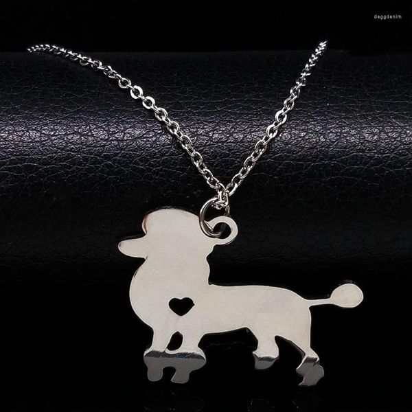 Pendentif Colliers Caniche Chien En Acier Inoxydable Collier Pour Femmes Délicat Animaux Animaux Bijoux Collier Sautoir N933S07