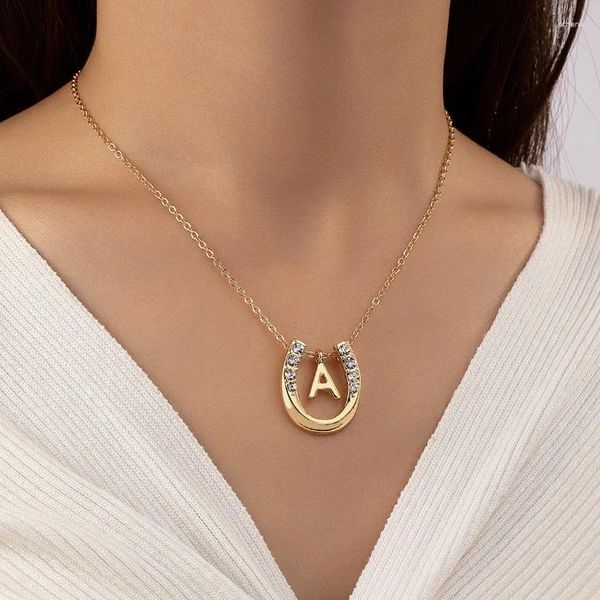 Pendentif Colliers POPACC européen américain en forme de U incrusté collier pour femmes 2024 bijoux de mode cadeau d'anniversaire