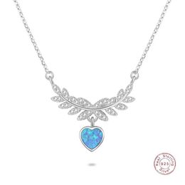 Colliers pendants Design d'origine populaire de bonne qualité Silver 925 Bijoux d'opale en pierre principale pour femme Angel wwith coeur Collier pour filles cadeau J240508