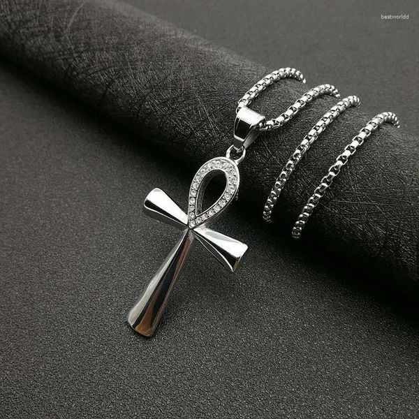 Pendentif Colliers POTCET Neutre En Acier Inoxydable Egypte Ankh Clé Collier En Titane Géométrique Mode Hip Hop Bijoux De Fête