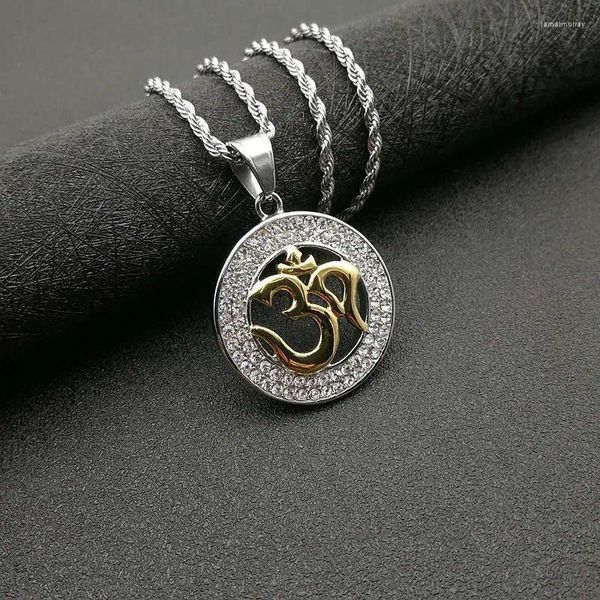 Pendentif Colliers POTCET Unisexe En Acier Inoxydable Yoga Ohm Titane Collier Géométrique Mode Hip Hop Bijoux De Fête