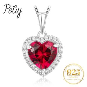 Hanger kettingen potiy hartvorm 3.6ct gecreëerd robijn hanger ketting geen ketting 925 Sterling zilver voor vrouwen dagelijkse bruiloftsfeestje sieraden 240410