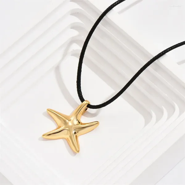 Collares colgantes Poulisa Starfish Collar Espejo Cara Simplicidad Color Oro Cobre Para Mujeres Moda Fiesta de Lujo Regalo de Joyería
