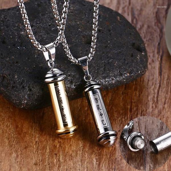 Pendentif Colliers Prière Écriture Tube Bouteille De Parfum Collier Pour Hommes Femmes En Acier Inoxydable Cendres Mémorial Souvenir Crémation Bijoux