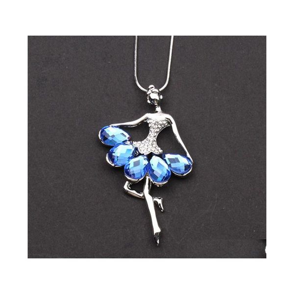 Pendentif Colliers Jolie Danse Collier Sier Ballerine Danseuse Ballet Danse Charme Filles Noël Saint Valentin Cadeau Cristal Goutte Dhlm2