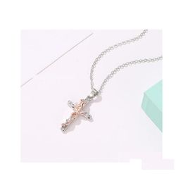 Pendentif Colliers Jolie Fleur Jésus Croix Collier Collier Ras Du Cou Longue Chaîne Roman Religieux Nanashop Drop Livraison Bijoux Pendentifs Dh0Fj