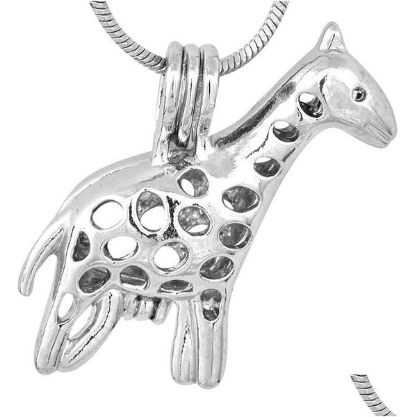 Pendentif Colliers Jolie Girafe Plaqué Ruban Cage Pendentifs Oyster Médaillons Diy Wish Perle Bijoux Bon Cadeau Pour Les Femmes P89 Drop Deliv Dheic