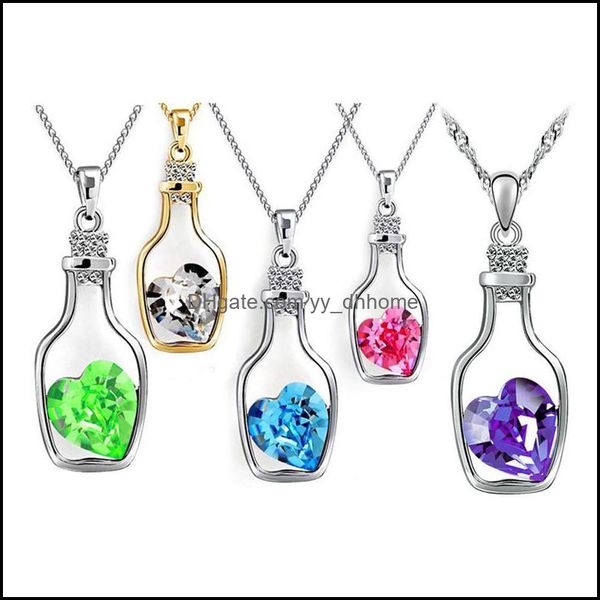 Colliers pendentifs Pretty Love Drift Bottles Necklace Vintage Collares Mujer Heart Crystal Necklac Yydhhome Drop Delivery 202 Yydhhome Dhcvu