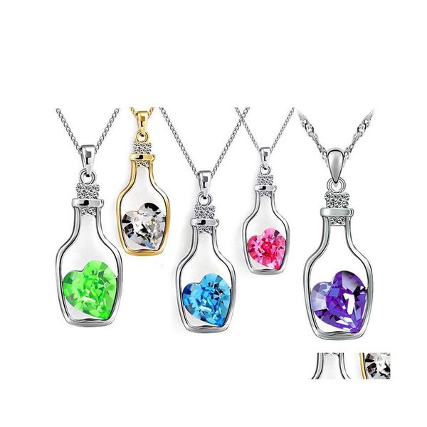 Colliers pendentifs Pretty Love Drift Bottles Collier Vintage Collares Mujer Heart Crystal Necklac Yydhhome Drop Delivery Jewelry Pend Dh5Xk