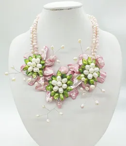 Colliers pendentifs jolis # fleurs de perles baroques naturelles.Collier de mariage de mariée classique 20 
