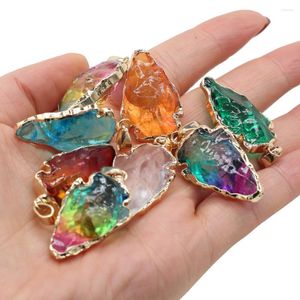 Pendentif Colliers Jolie Cristal Naturel Coloré Triangle Quartz Charmes Pour Femmes Fabrication De Bijoux Collier DIY 20x30mm