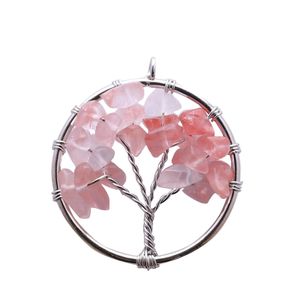 Hanger kettingen mooie natuursteen ketting regenboog mticolor wijsheid boom van leven kristal mooi dh drop levering sieraden penda dhw02