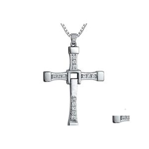 Collares pendientes Bonito collar para hombres Fast And Tourette Dominic Toretto Cross Beautifly Yydhhome Drop Delivery Joyas Colgantes Dhd8B