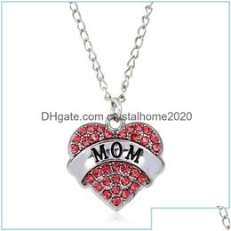 Collares colgantes Collares bonitos Colgante Moda Cristal Rhinestone Corazón Mamá Mamá Hija Hermana Collar Regalos familiares Gota Gota de Dhikp