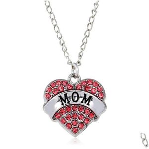 Collares colgantes Collares bonitos Colgante Moda Cristal Rhinestone Corazón Mamá Mamá Hija Hermana Collar Familia Drop Entrega Jewe Dhstj