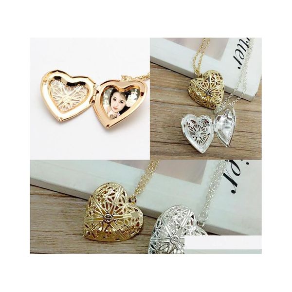 Pendentif Colliers Assez Ouvert Médaillon Collier Saint Valentin Amant Cadeau P O Phase Boîte Cadres Bijoux Pour Femmes Petite Amie Coeur Beautif D Dhlsm