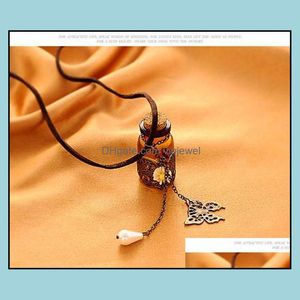 Pendentif Colliers Jolis Pendentifs Longues Chaînes Rétro En Bois De Liège Sculpté Souhaitant Bouteille Collier Drop Delivery 2021 Bijoux Vipjewel Dhhbl