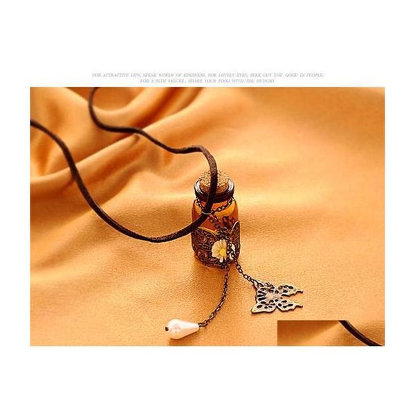 Pendentif Colliers Jolis Pendentifs Longues Chaînes Rétro Liège En Bois Sculpté Souhaitant Bouteille Collier Drop Delivery Bijoux Dhmki