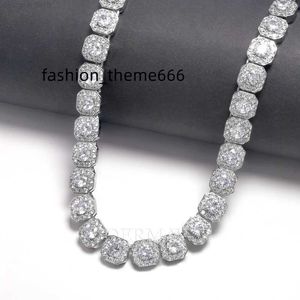 Collares pendientes Precio Moissanite Chain 12mm Square Tennis Cluster Link Plata de ley 925 Hiphop Collar