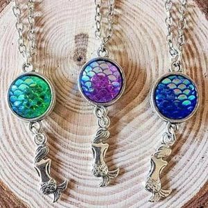 Collares colgantes princesa sirena escamas de pescado collar suerte niña sueño romántico buena hermana moda joyería femenina