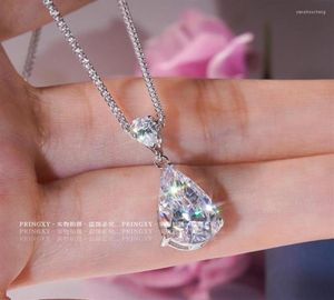 Colliers pendants Pringxy 925 Silver Dropshaped High Carbone Diamond Collier Highend Light Luxury Super Flash Niche Toreshed 7929678