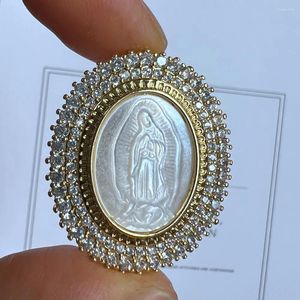 Promotion des colliers pendentifs !AAA CZ pierre vierge de Guadalupe nacre naturelle coquille breloques pour la fabrication de bijoux médailles religieuses