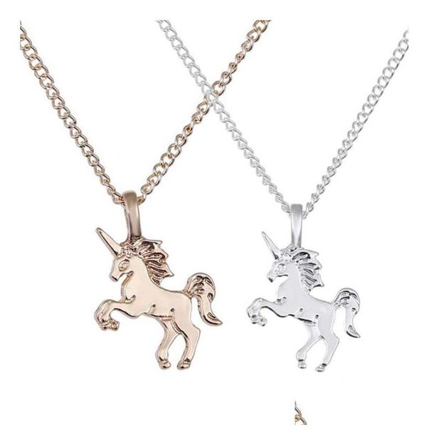 Collares pendientes Promocional Unicornio Collar Aleación Pony Tarjeta creativa Cadena de clavícula Regalo de moda para mujeres amantes Joyería Wholesa Dh106