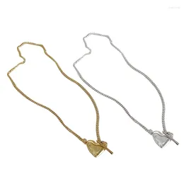 Halsketten mit Anhänger, durchziehbare Herz-Halskette, lange Kette, zierlicher, verstellbarer Y-förmiger Schmuck, Schlüsselbein-Dropship