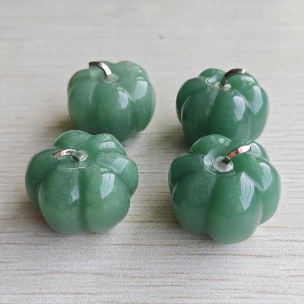 Pendentif Colliers Citrouille Statue Naturel Vert Aventurine Ornement Cadeaux Sculpté À La Main Bureau Décorations Pour La Maison En Gros 4 pcs/lot