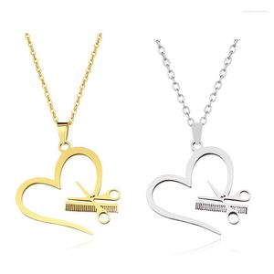 Hanger Kettingen Punk Charm Vrouwen Haar Stylist Rvs Schaar Kam Trui Keten Hart Liefde Ketting Mannen Sieraden Geschenken