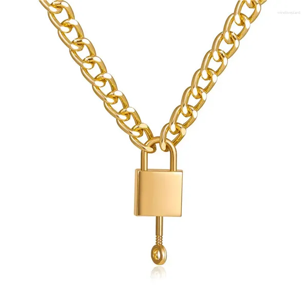 Pendentif Colliers Punk Ras du Cou Serrure Clé Collier Chaîne En Couches Sur Le Cou Avec Bijoux Cadenas Pour Femmes Cadeau